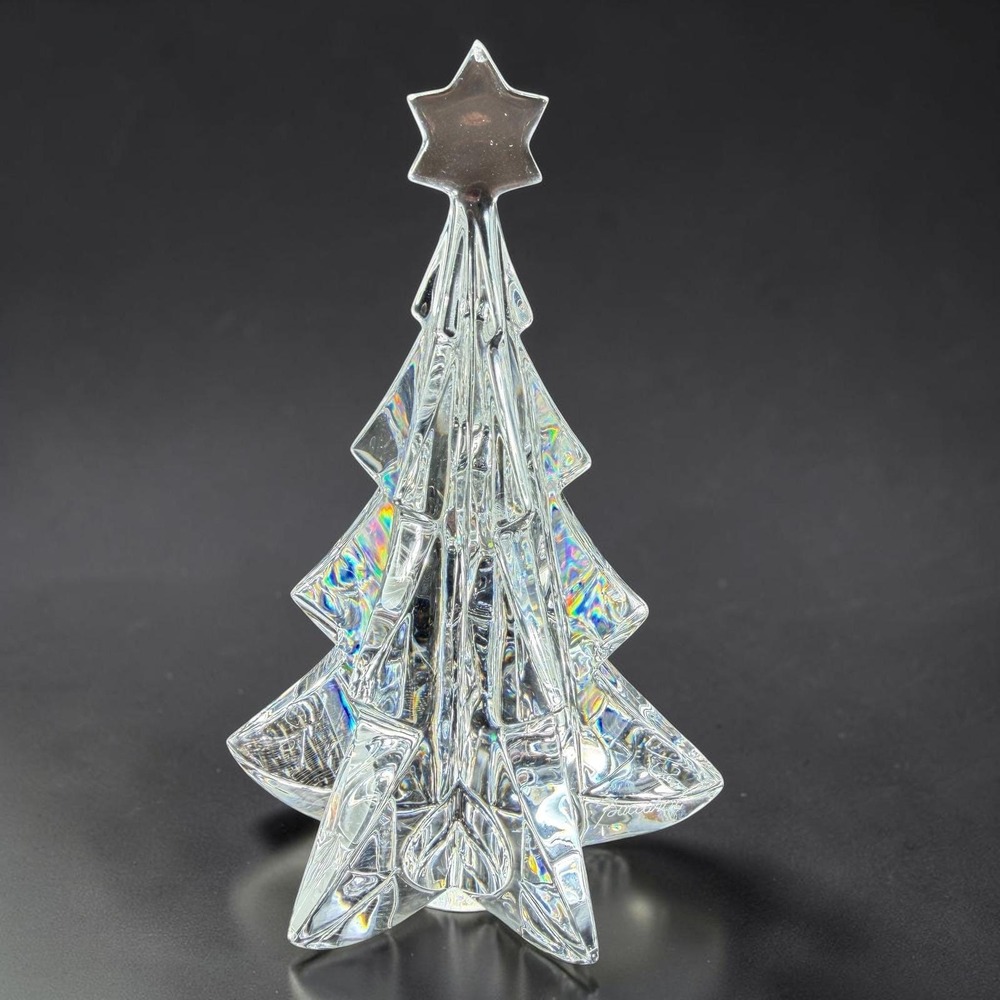 Baccarat Crystal Meribel Christmas Tree Figurine Fir Star Topper France Signed